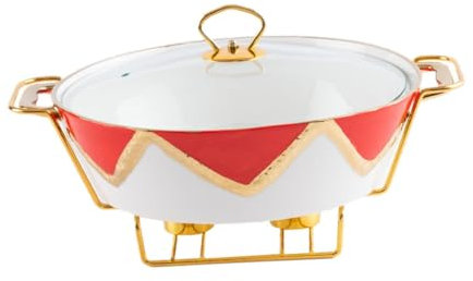Gcljlmy Chafing Dish - Set di utensili da cucina multiuso con manico e grande capacità, vassoio da portata, server buffet per matrimoni, casa (rosso)