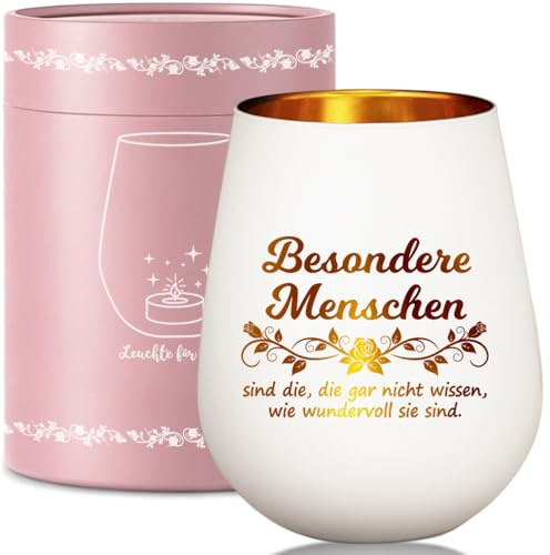 Windlicht Glas mit Geschenkbox, Mutmacher Geschenk für Besondere Menschen | Windlichter Glas mit Gravur, Frauen Lehrerin und Kollegin Geschenke zum Geburtstag, Dankeschön oder zur Aufmunterung