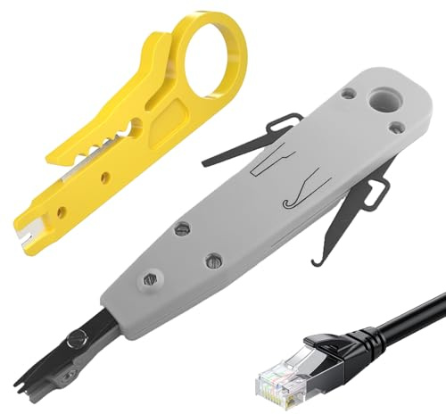 2 Stück LSA Auflegewerkzeug,Robust Netzwerk Werkzeug,Multifunktion Für LAN Dose,Netzwerkdose CAT 7,Modularer Drahtschneider,Geeignet Für Aufputz Und Unterputzdosen,Montagekabel Mit Drahtschneider Grau