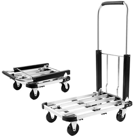 OUYUE Durevole Carrello Portapacchi Carrello A Mano Pieghevole con Piattaforma Cava A Leva Telescopica Carrello con Ruote Portatutto