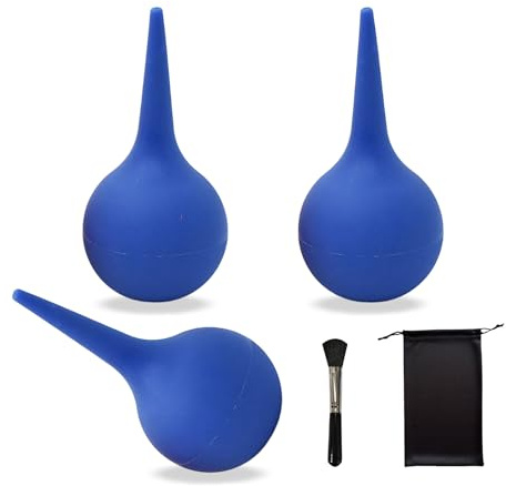 JOIYHY 3 Pcs Poire Lavement Oreilles, 60ML Poire Oreille Bouchon En silicone,Éliminer les Bouchons de Cérumen, Pour adultes, Enfants et Bébés (Bleu)