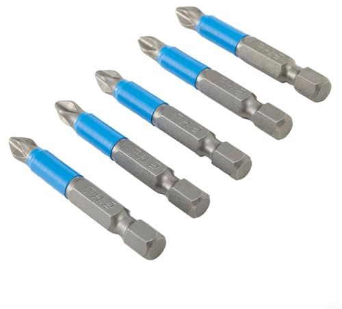 Lot de 5 embouts de tournevis cruciformes PH2 magnétiques 50 mm tige hexagonale pour outils de tournevis manuels et électriques