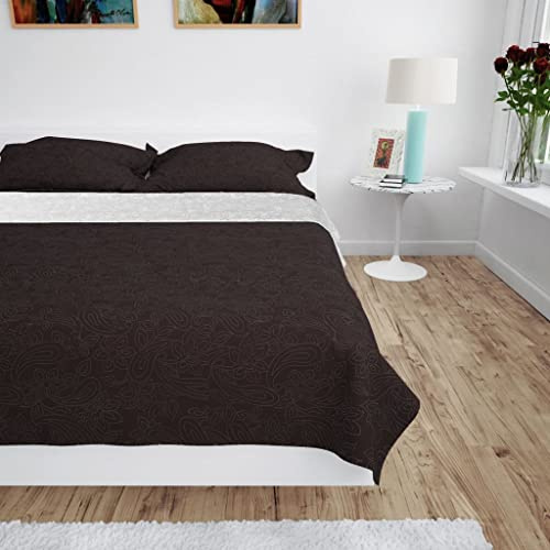 Copriletto Trapuntato Double-Face in Microfibra con Imbottitura Morbida, Design Floreale, biancheria da letto, set di biancheria da letto, Adatto per Camera da Letto, Crema/Marrone, 170x210 cm
