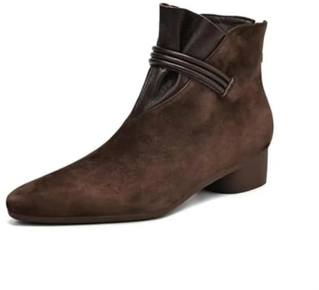GLDFW Damskor ankelstövlar för kvinnor klassiska moderna stövlar kvinnor spetsig tå Med häl dragkedja skor kvinnor Zapatos, Brun, 36.5 EU