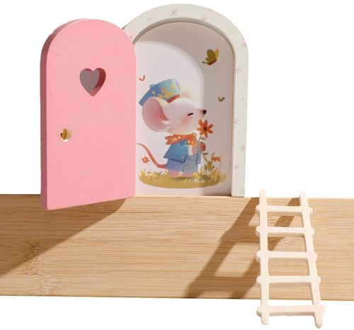 Fairy Door Wall - miniatyr trägrind, förtrollad trädgårdsentré, semesterdekorationstillbehör, magisk charm | nyckfull utomhusprydnad inomhus för kontor sovsal