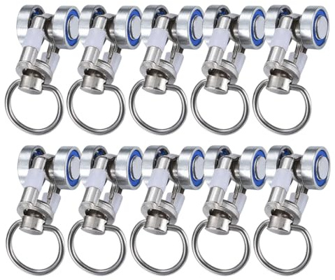 Toddmomy Lot de 20 Roulettes de Rideaux en Alliage de Zinc, Poulie de Rail Coulissant pour Plafond, Fonctionnement Silencieux, Matériel Solide pour Tringles et Rails Suspendus