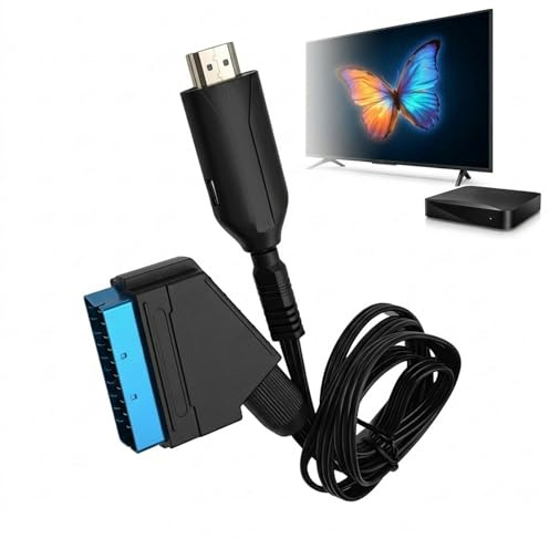 Snugcore Adaptateur Péritel vers H-DMI Convertisseur Peritel HD 1080P 720P avec Câble USB, Plug and Play Adaptateur Audio Vidéo Péritel pour Moniteur et Projecteur, Compatible Décodeur et Lecteur DVD
