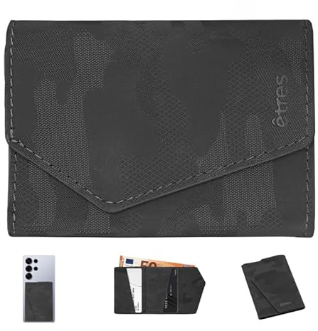 Instant Project Anpassad smartphone smal magnetisk plånbok, kompakt RFID-korthållare, smal mini plånbok med kreditkortshållare och bankomat, korthållare med ficka 6 kort, Svart, 7x10 cm, Minimalistisk
