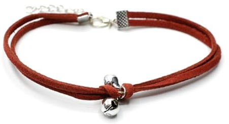 Miniblings Glöckchen Fußkettchen Fußkette Festival Kette Band Silber | Am Arm getragen, sorgfältig in Berlin gemacht, mit Rotbraun und Sommer