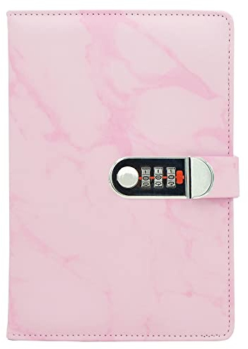 NectaRoy Carnet de Notes avec Serrure à combinaison - Journal Intime avec Cadenas - Cahier Journal Bloc-notes Secret en PU Cuir Pour Bureau - Porte-stylo Format, Taille 218x150mm