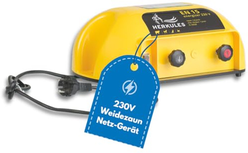 Herkules Weidezaungerät EN 15 - Zuverlässiges 230V Netzgerät - Elektrozaungerät für bis zu 8 km Zaun - Weidezaun Stromgerät mit 6000 V Leistung - Robustes Weidegerät für Rinder, Pferde & Kleintiere