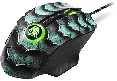 Sharkoon DRAKONIA II - Ratón Gaming Óptico, 15000 DPI, 12 Botones, Verde