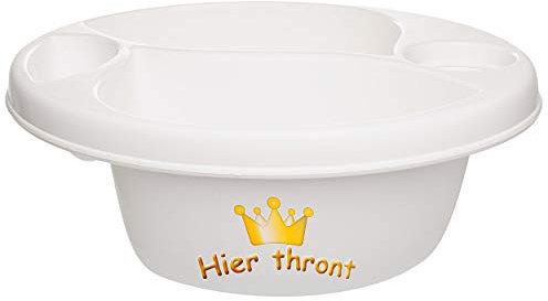 alles-meine.de GmbH 3 Kammer - Schüssel/Waschschüssel/Kinderwaschbecken - weiß Hier thront Bieco - mit Seifenablage - Organizer - Reinigungsmittel Aufbewahrungsbox - Pfle..