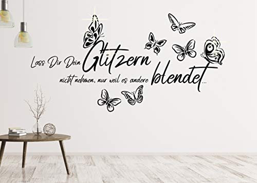 tjapalo® a50 Wandtattoo jugendzimmer mädchen sprüche Wandtattoo Wohnzimmer modern lass dir dein Glitzern Wandtatttoo sprüche wohnzimmer Wandsticker Wohnzimmer, Farbe: türkisblau, Größe: B58xH28cm