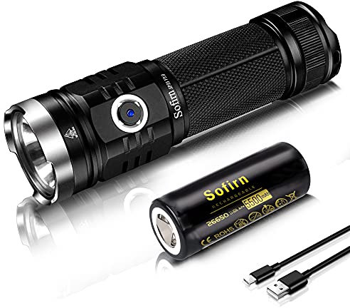 sofirn Lampe de poche LED rechargeable, SP33 V3.0 USB C Led Torch 3500 Lumen avec 6 modes de luminosité Lampe de poche XHP50.2 pour le camping, la randonnée, la chasse ou la pêche