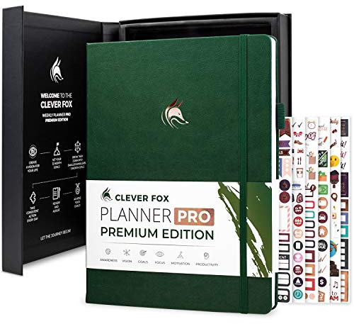 Clever Fox Planner Pro Premium – Luxurious Weekly & Monthly Planner with Budget Organizer for Productivity & Goals, Undated, A4 (Forest Green)