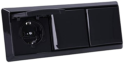 Busch-Jaeger Allwetter 44 Set: 3x SCHUKO Unterputz Steckdose mit Klappdeckel 20 EUGK-35-101 + 3-fach Rahmen 2103-35 Anthrazit UP IP44