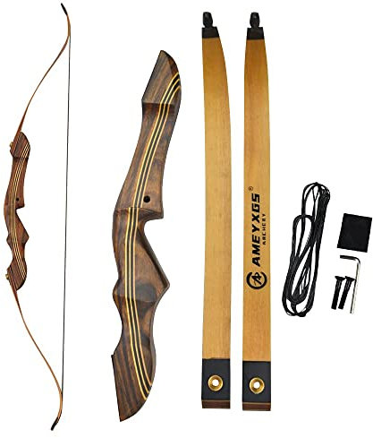 SHARROW 60 Zoll Takedown Recurvebogen Set 20-35 Lbs Zielscheibe BogenschießEn Jagdbogen Pfeil Und Bogen Erwachsene Sportbogen für Jagd Hunting Jugendliche DraußEn Spielzeug (Bogen, 30Lbs)