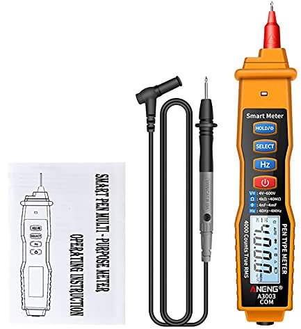 Uadme Multimetro Digitale a Penna, A3003 Multi Tester Senza Contatto, per Tensione CA e CC/Resistenza/Frequenza/Diodo/Test di Continuità