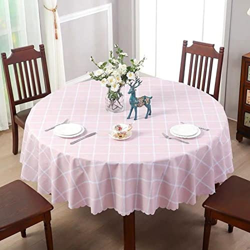 XQSSB Tisch Decke aus Premium Rechteckige Anti Heißes PVC Tischabdeckung Gartentischdecke für Gastronomie Feste Party Hochzeiten Rosa 180cm Runder Durchmesser