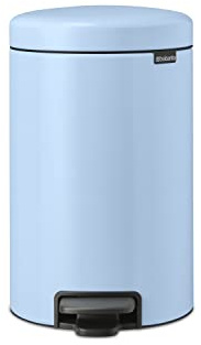 Brabantia - NewIcon Treteimer 12L - Medium Abfalleimer für Küche oder Schlafzimmer - Sanft Schließender Deckel - Leichte Pedalbedienung - Entnehmbarer Inneneimer - Dreamy Blue - 25 x 34 x 41 cm