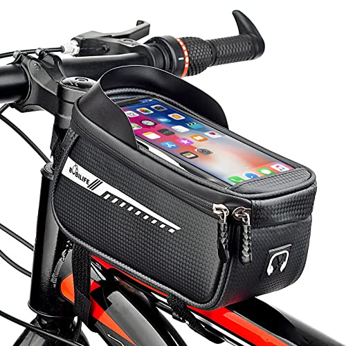 BOBILIFE Fahrrad Rahmentasche, Fahrrad Wasserdichtes Oberrohr Radfahren Handy GPS Mount Pouch Tasche Kompatibel für iPhone Galaxy Handys unter 7 ''