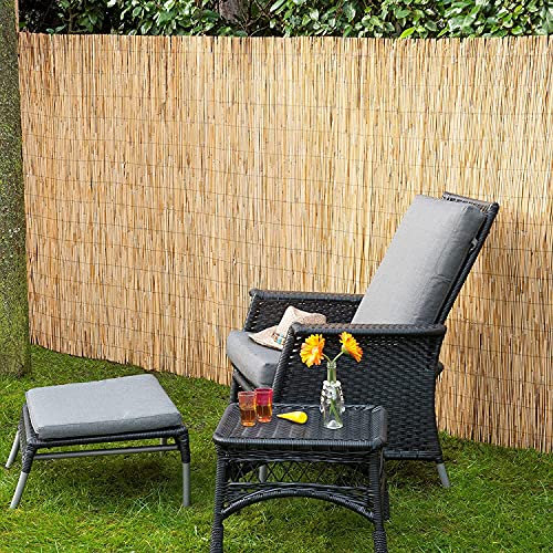 Shamz 1.5m x 5m Natural Split Reed Fence Hand-Woven Reed Screening for Garden Natural Window Roller Blind Outdoor Bamboo Shades for Garden Patio Gallery Balcony Decorative Fences
