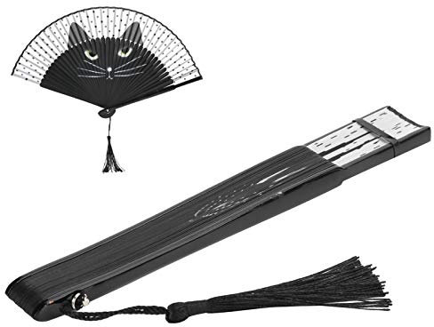 Qcwwy Folding Hand Rave Fan for Women Men, Folding Hand Fan Cartoon Cat Hand Fans Handheld Fan Inkjet Pattern Folding Fans for Festival Decoration Gifts