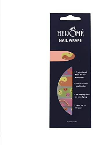 Herome Nail Wraps Flower Power - Nagelaufkleber - Nail Art - Ohne Trocknungszeit - 2x10 Aufkleber