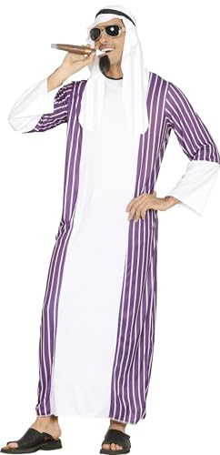 FIESTAS GUIRCA | Arabischer Scheich Kostüm für Erwachsene - Kopfbedeckung und Tunika - Wüstenprinz und Scheich Kostüme für Halloween, Karneval und Kostümpartys - Ideal für Herren