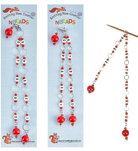 NBEADS 2 Piezas 2 tamaños Cuentas de Madera Roja Colgante de Cadenas de Contador de Tejer, Cadenas de Contador de Cuentas de Acrílico Opaco para Tejer Ganchillo Seguimiento del Progreso