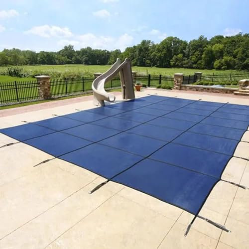 kubeier Abdeckplane für Pool, Winter, Blau, Sicherheitsabdeckung für Schwimmbäder, rechteckig, PP-Material Poolabdeckung für Schwimmbäder im Haus, Garten, Hotel, Ingenieurwesen,4.3mx8m/14ft×26ft