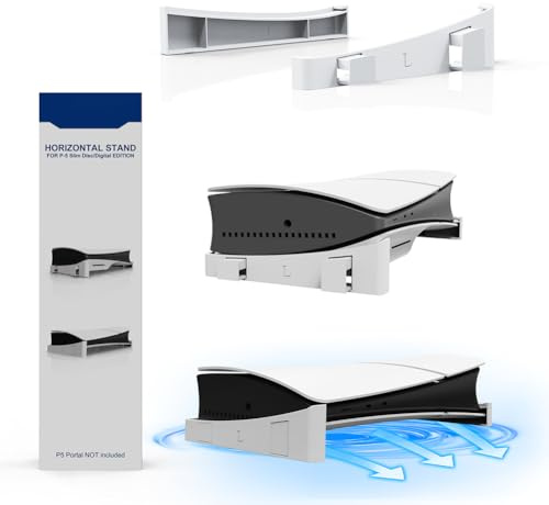 ENCOMAG Horizontaler Ständer für Neue PS5 Slim Konsole mit 4 USB Hub Aufbewahrungsständer-Halterung Zubehör Seitenständer-Basis, platzsparend Kompatibel mit Play Station 5 Slim Disc&Digital Edition