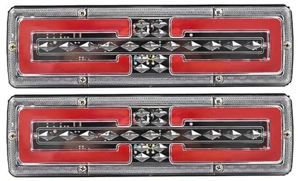 BROHN Feu Arrière Feu Recul Arrière 2 Pièces Lampe De Poche Arrière De Remorque 12V 24V Feux Arrière De Camion Clignotant Frein Feu De Recul Feux Arrière De Tracteur Feux Arrière LED