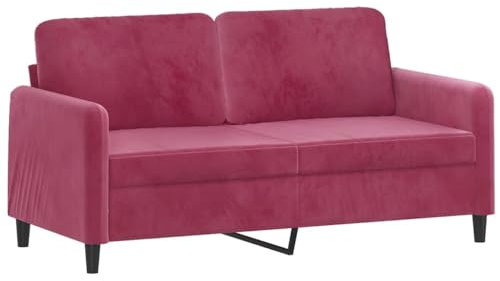 vidaXL Sofa 2-Sitzer, Loungesofa Couch mit Armlehnen Rückenkissen, Wohnzimmersofa Designsofa mit Metallgestell, Sitzmöbel Zweisitzer, Weinrot Samt