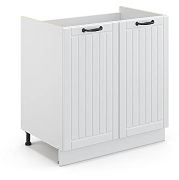 Vicco Waschbeckenunterschrank Fame-Line, Weiß Landhaus, 80 x 82 cm | ohne Arbeitsplatte, zur Aufbewahrung von Badutensilien und Reinigungsmitteln