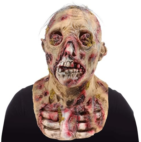 Applysu Gruselige Zombie Maske BöSes Biochemisches Monster Gruselige Vollkopf Latex Maske Halloween Horror Cosplay Kostüm Requisiten für Erwachsene