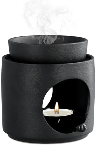 YILANJIN Non-Electric Ceramic Tealight Wax Melt Burner, Candle-Heated Oil/Wax Warmer, Aromatherapy Burner Holder with Spoon, Home Decor