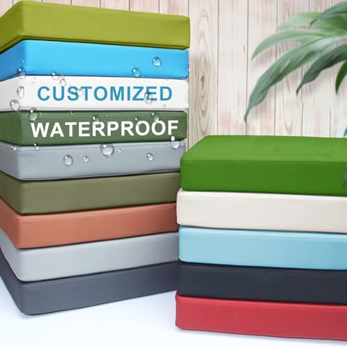 YFHT Sitzkissen Auf Maß, Wasserdicht Gartenbank Auflage Outdoor, Waschbare Bankkissen Bankauflage, Indoor Sitzpolster rutschfest Gartenstuhl Bankpolster, Abnehmbarem Sitzauflage Bank (15cm Dicke)
