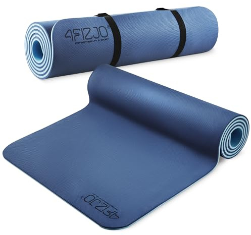 4FIZJO Fitnessmatte mit Tragegurt, Abmessungen 180x60cm, TPE-Kautschuk, Rutschfest, Komfort, In & Outdor, Pilatesmatte, Yoga Matte, Sportmatte, Gymnastikmatte, Trainingsmatte