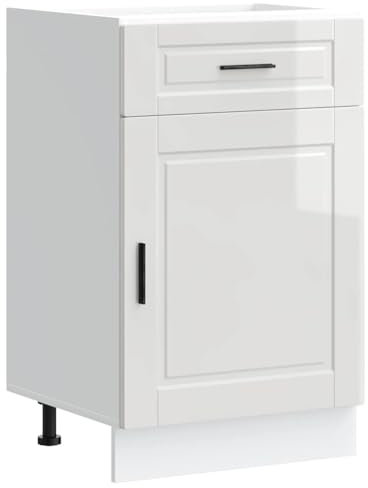 vidaXL Küchenunterschrank Porto Hochglanz-Weiß Holzwerkstoff, Spülenunterschrank, Schrank Küche, Lagerschrank, Unterschrank für Küche, Küchenzeile