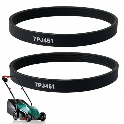 ANBOO Cinghie dentate in gomma di ricambio per tosaerba Bosch Rotak 320, 7 costole, ad anello chiuso, 2 pezzi, compatibili con tosaerba Bosch Rotak 320, 16 mm di larghezza e 451 mm di circonferenza