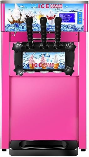 Commercial Ice Cream Maker 3 Flavors Soft Serve Ice Cream Machine 18L/H 1200W Icecream Makers Countertop Auto Clean Hardness Adjustable, Gelato Maker for Coffee Shop, Restaurant (Yellow, 10L)
