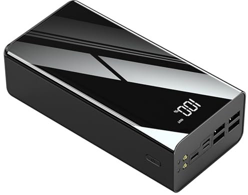 Power Bank Power Bank, Portable Charger with Outputs & Inputs, Fast Phone Chargeur with Flashlight, Ultra-High Capacity USB C External Battery Pack for Outdoor Camping,Black,100000mAh
