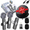 EMIR BEY® Micrófono Inalámbrico Solapa 2 Pack | 20m Largo Alcance | Plug&Play para iPhone, Android, iPad, PC | Sonido Profesional, Antiviento, Ideal Youtube, TikTok, Podcast, Streaming