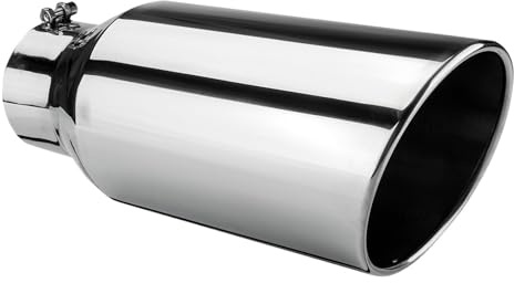 ISJRJF Tubo para Escape Coche Punta de Escape Universal de 15 Pulgadas de Largo, Entrada de 4 Pulgadas y Salida de 6 Pulgadas, anticorrosiva, Recta para Coche. Accesorios Coche(Silver)