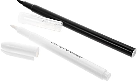 Healifty Baking Cake Painting Pens and Edible Food Colour Markers 2pcs Set White Black Single Tip Pens for Cookie Decorating and Dessert Decorating Supplies