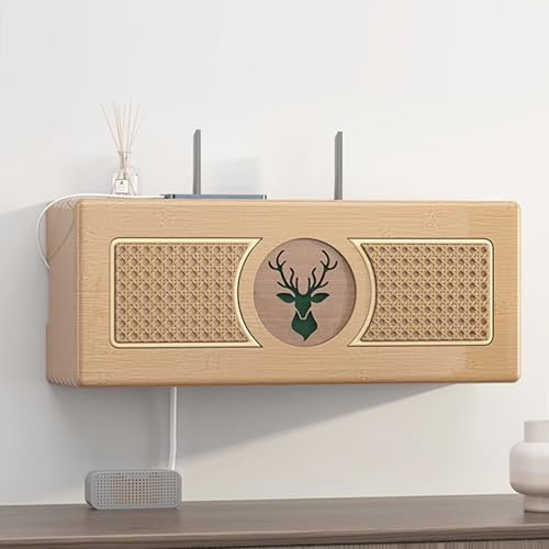 HYDBCNA WiFi Router Storage Cabinet Storage Box, Wall Mounted WiFi Box Hider, Router Shelf, Wooden Modems Cover, Cable & Strip Management, for Living Room, Office, Bedroom(70cm/27.6in)