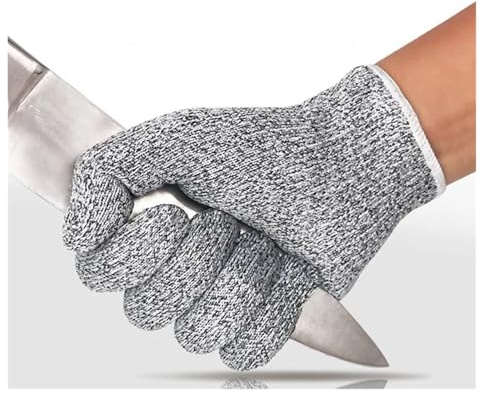 AYJYZHIAG Guantes anticortes de seguridad nivel 5, guantes a prueba cortes LE for cocina industrial alta resistencia, color gris y negro(XXS)