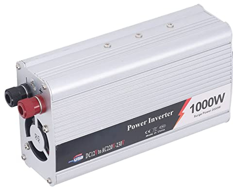 KIMISS Onduleur de Véhicule 1000 W avec Port de Charge Rapide USB, Ventilateur de Refroidissement Intelligent, DC 12 V vers AC 220 V-230 V, Protection Contre Les Surcharges et Les Courts-Circuits